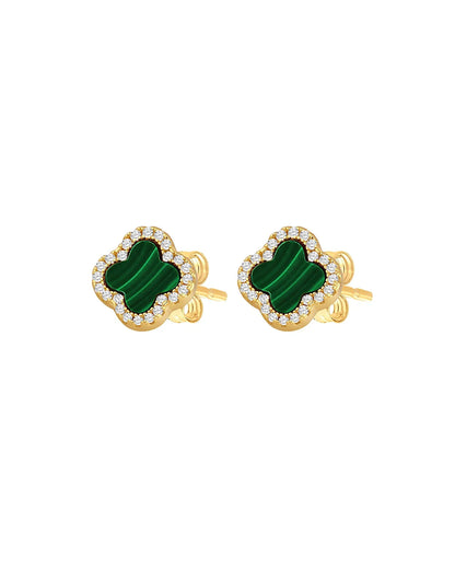 Schmuck Ohrringe "Clover" aus 925er in goldgrün Farbe - TOLLzWOOD