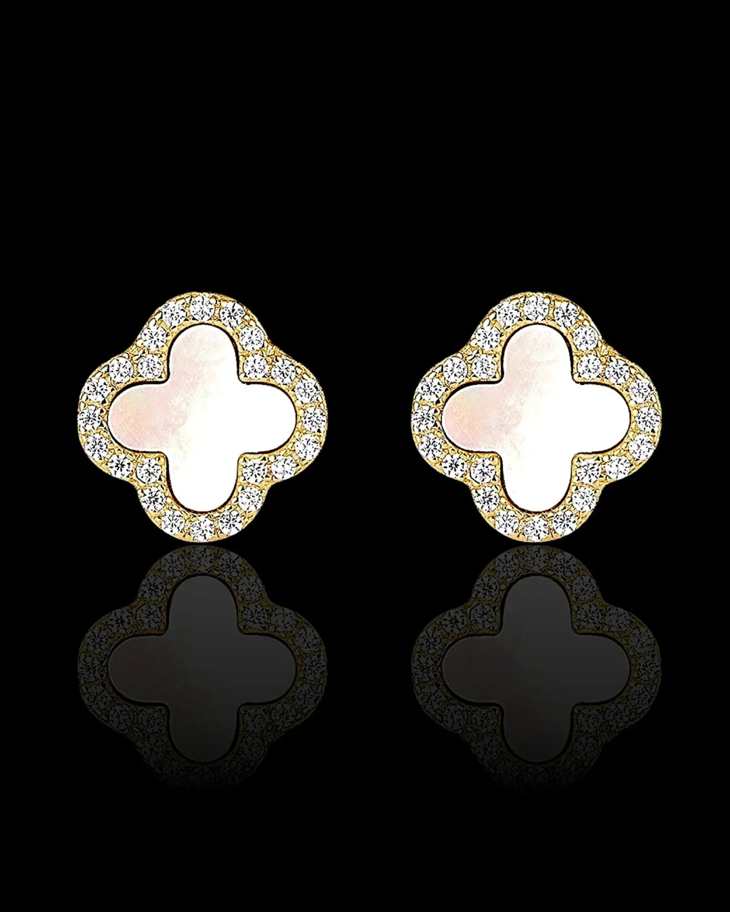 Schmuck Ohrringe "Clover" aus 925er in goldweiß Farbe - TOLLzWOOD