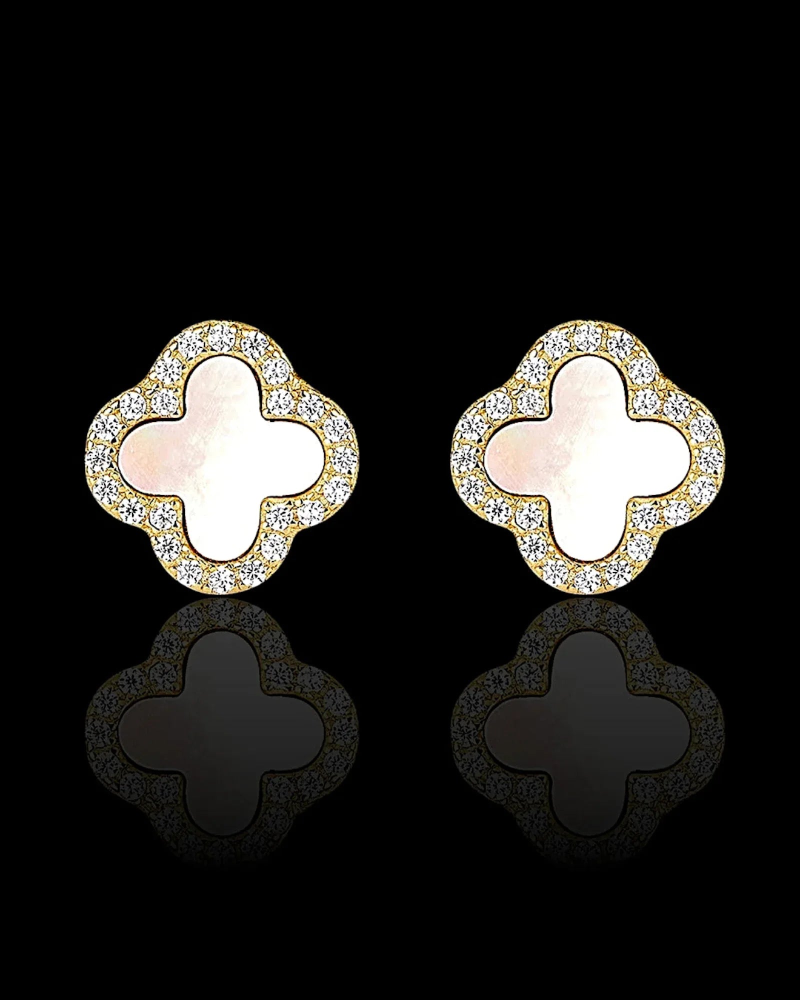 Schmuck Ohrringe "Clover" aus 925er in goldweiß Farbe - TOLLzWOOD