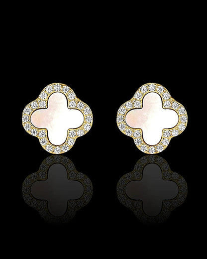 Schmuck Ohrringe "Clover" aus 925er in goldweiß Farbe - TOLLzWOOD
