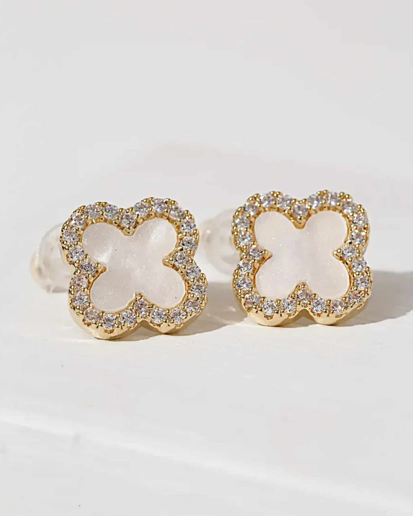 Schmuck Ohrringe "Clover" aus 925er in goldweiß Farbe - TOLLzWOOD