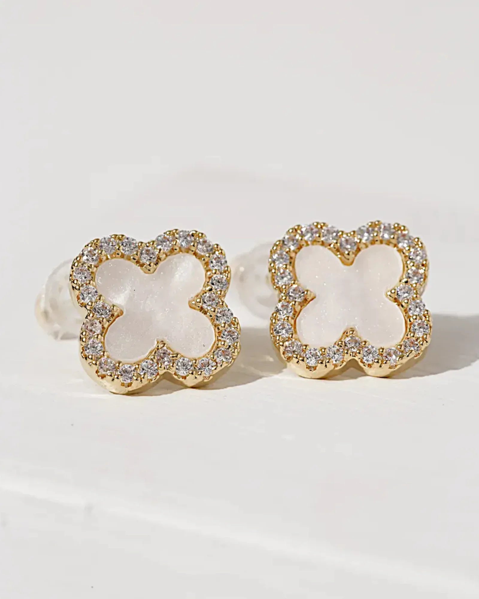 Schmuck Ohrringe "Clover" aus 925er in goldweiß Farbe - TOLLzWOOD