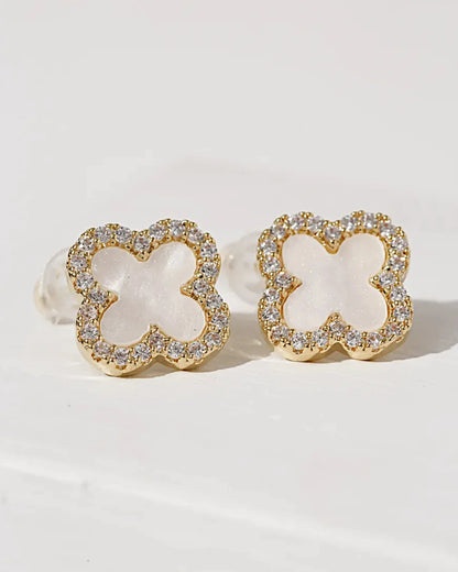 Schmuck Ohrringe "Clover" aus 925er in goldweiß Farbe - TOLLzWOOD