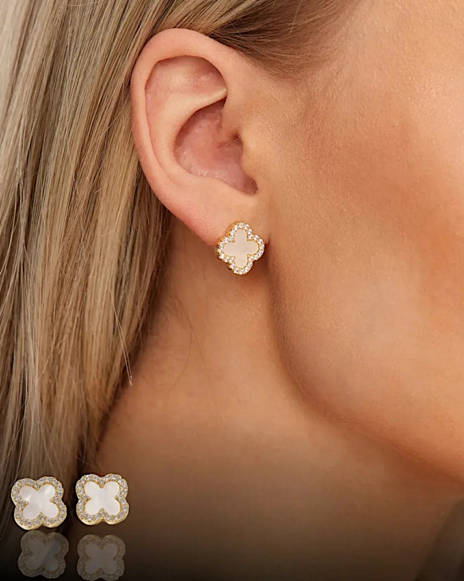Schmuck Ohrringe "Clover" aus 925er in goldweiß Farbe - TOLLzWOOD