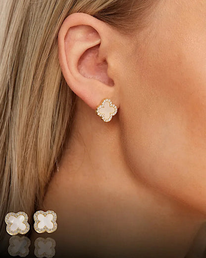 Schmuck Ohrringe "Clover" aus 925er in goldweiß Farbe - TOLLzWOOD