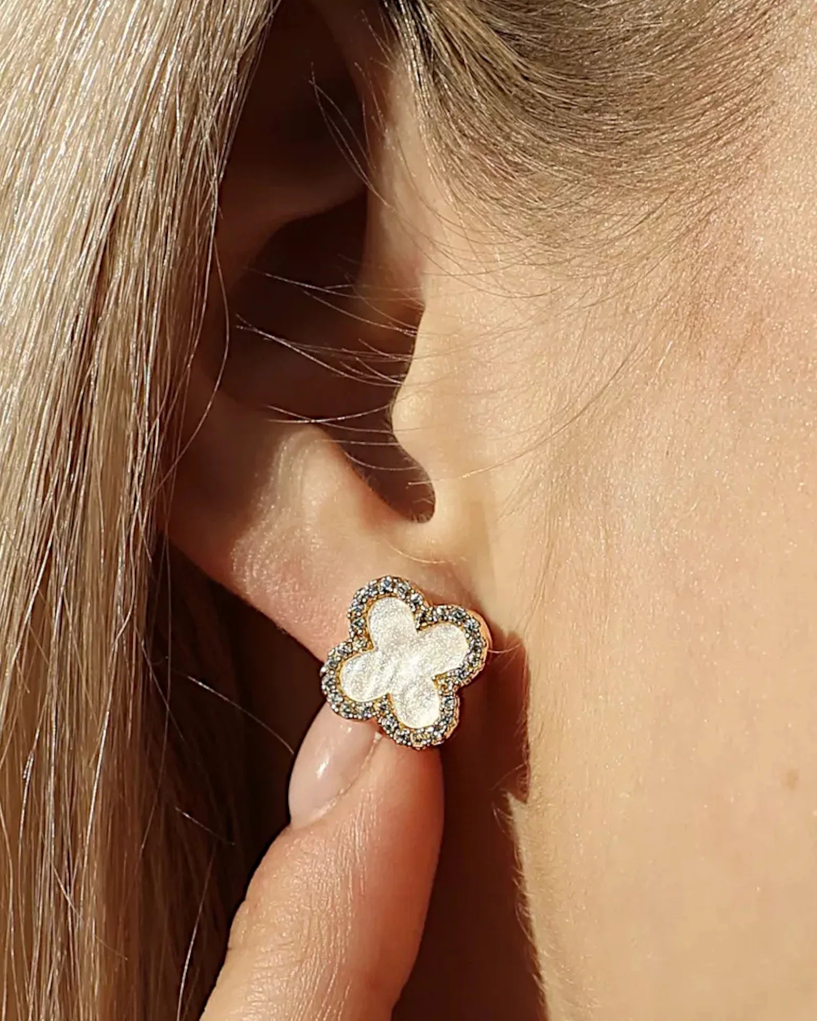 Schmuck Ohrringe "Clover" aus 925er in goldweiß Farbe - TOLLzWOOD