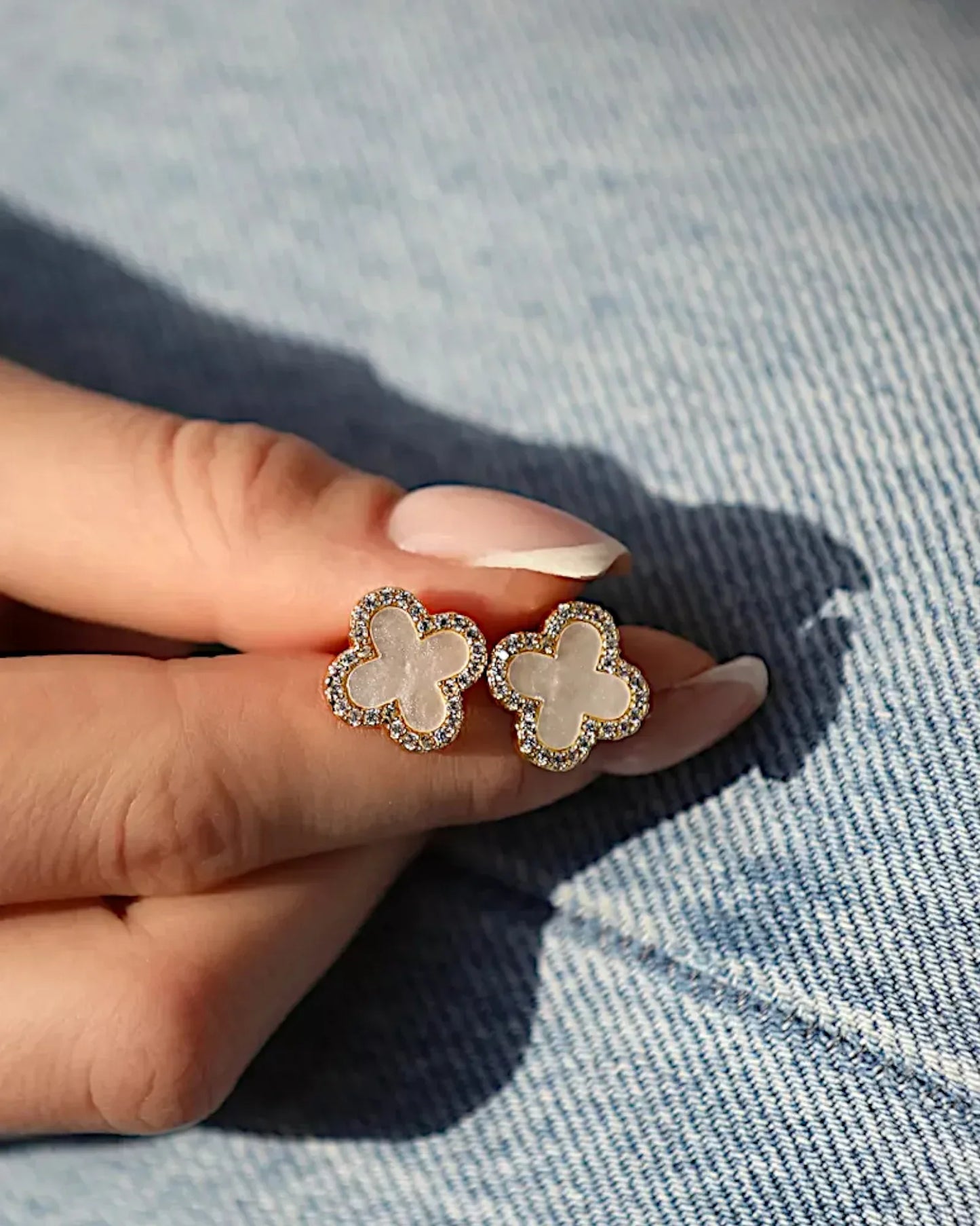 Schmuck Ohrringe "Clover" aus 925er in goldweiß Farbe - TOLLzWOOD