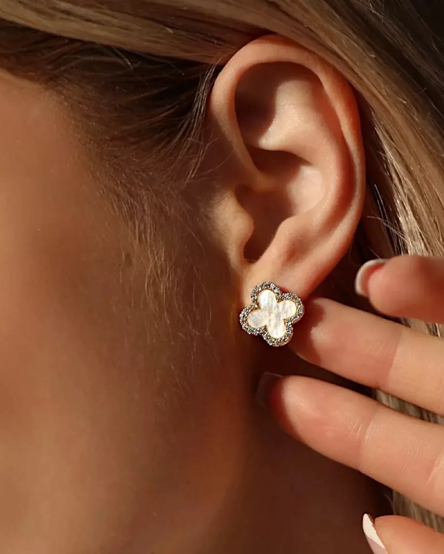 Schmuck Ohrringe "Clover" aus 925er in goldweiß Farbe - TOLLzWOOD