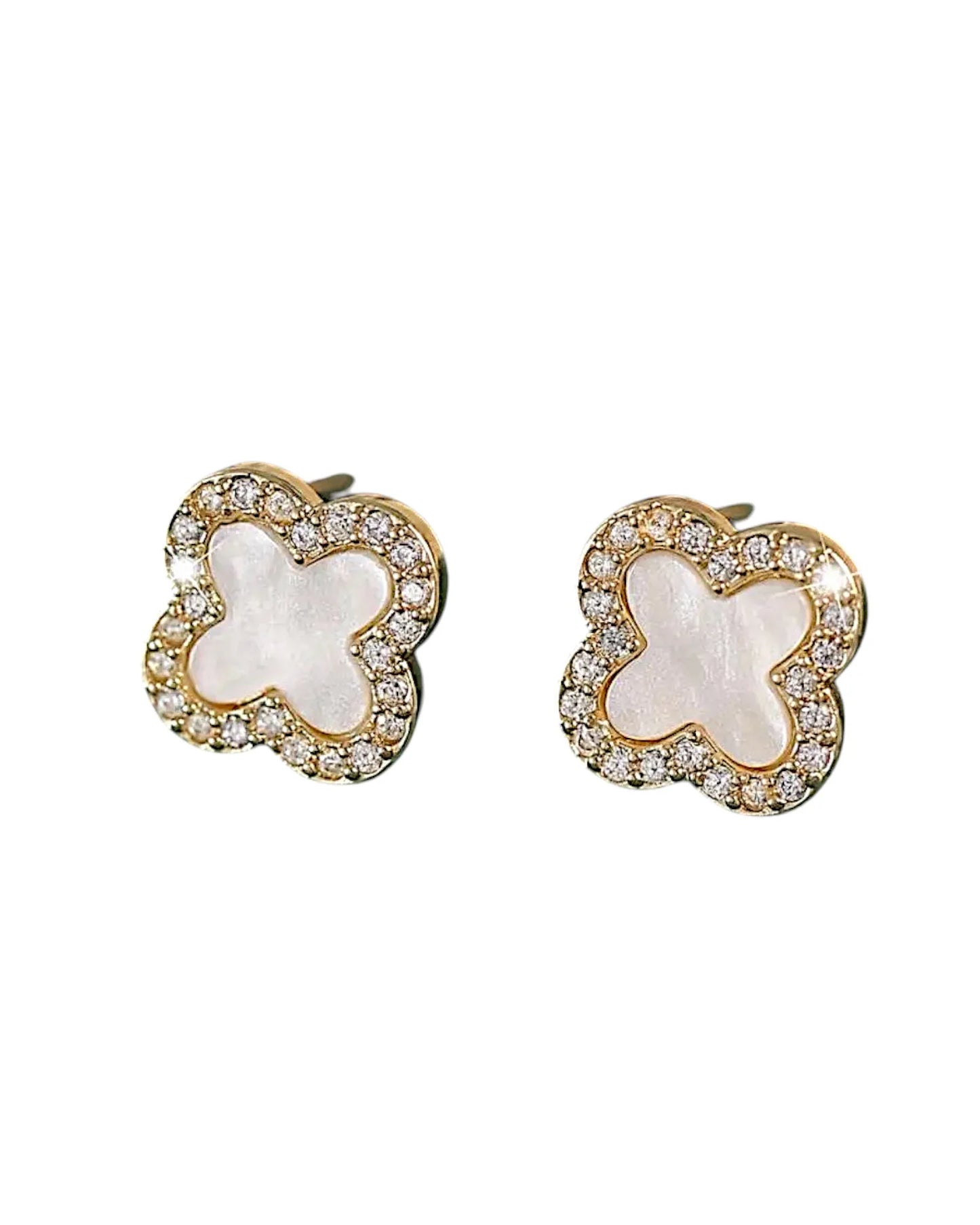Schmuck Ohrringe "Clover" aus 925er in goldweiß Farbe - TOLLzWOOD