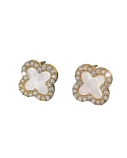 Schmuck Ohrringe "Clover" aus 925er in goldweiß Farbe - TOLLzWOOD