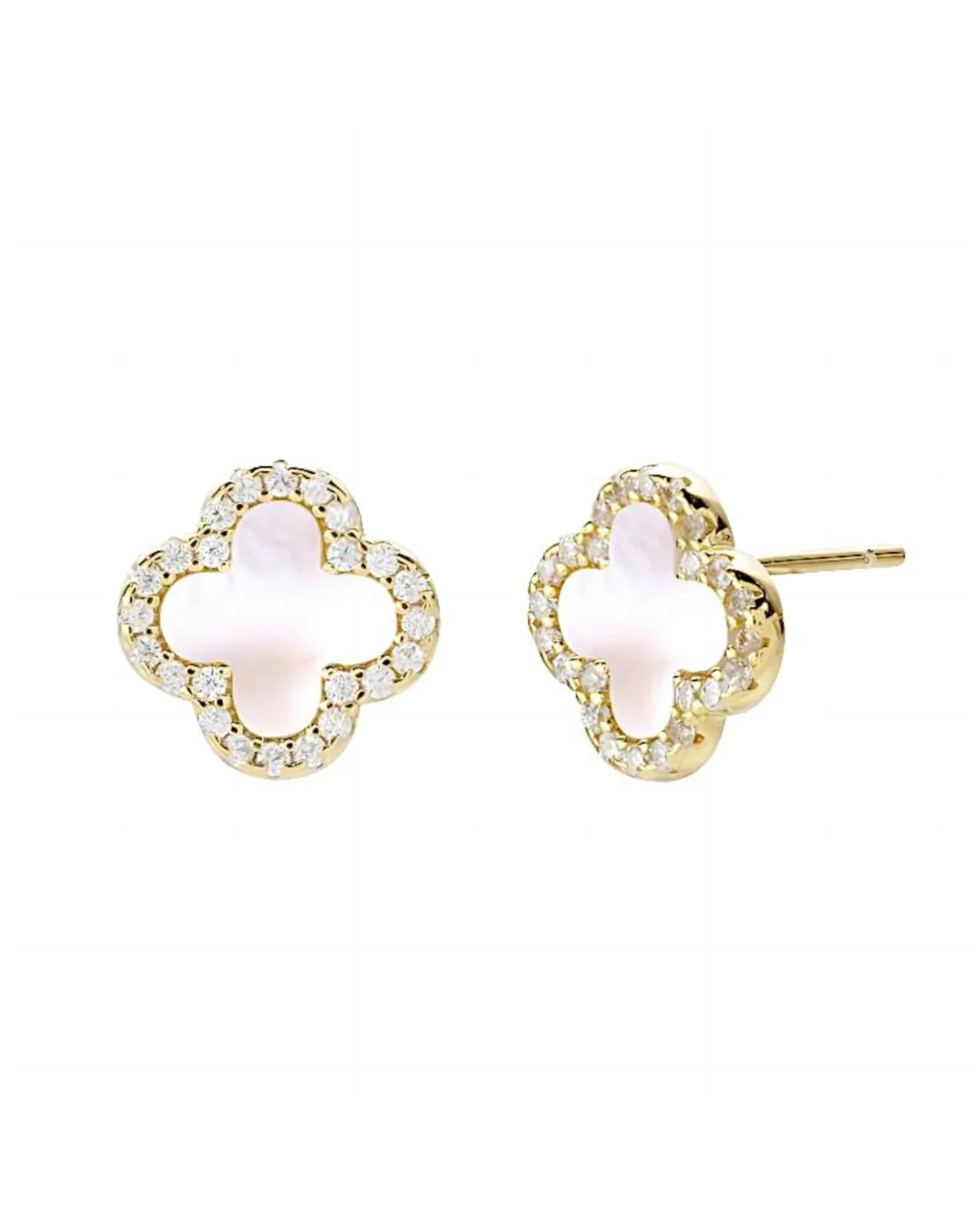 Schmuck Ohrringe "Clover" aus 925er in goldweiß Farbe - TOLLzWOOD