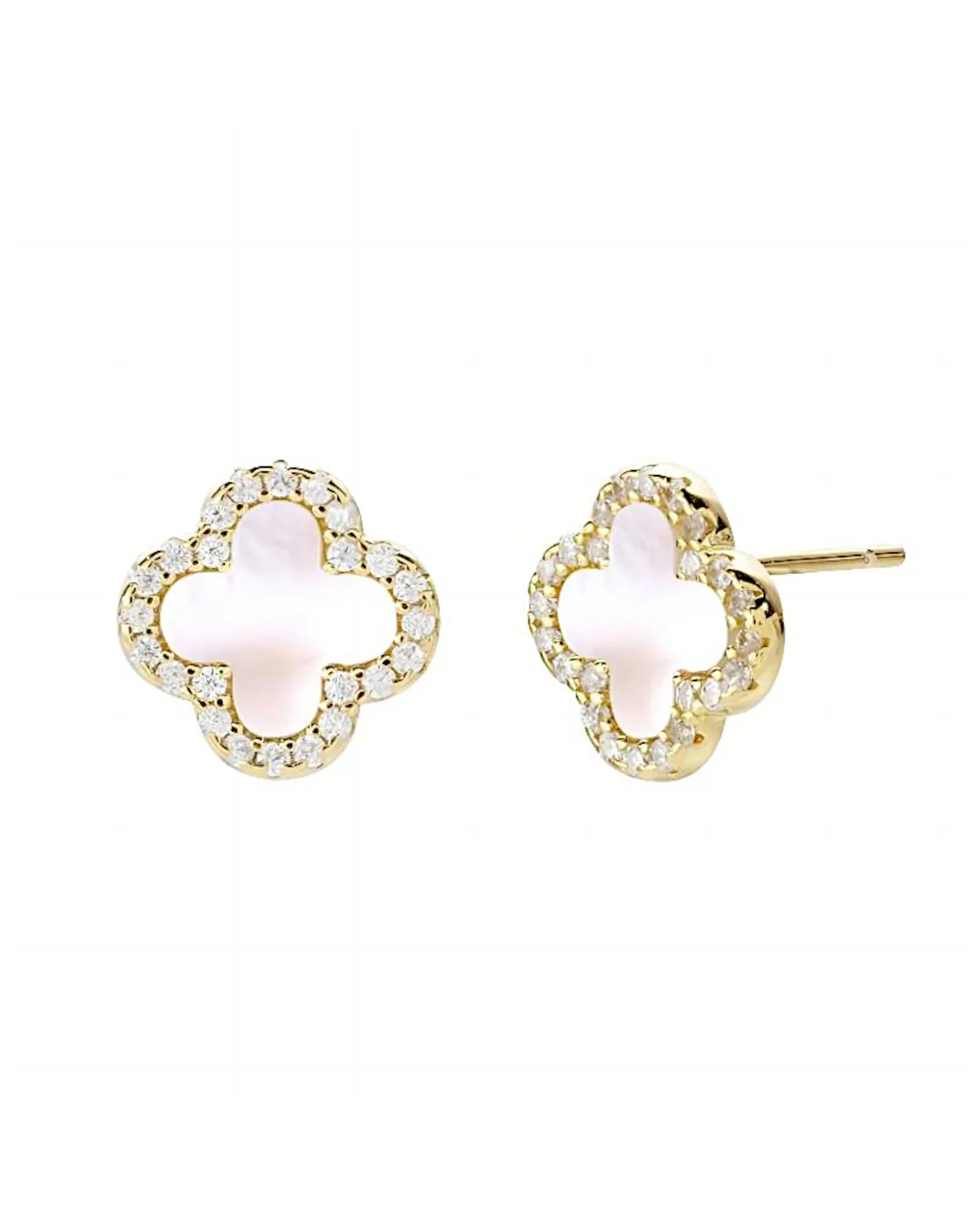 Schmuck Ohrringe "Clover" aus 925er in goldweiß Farbe - TOLLzWOOD