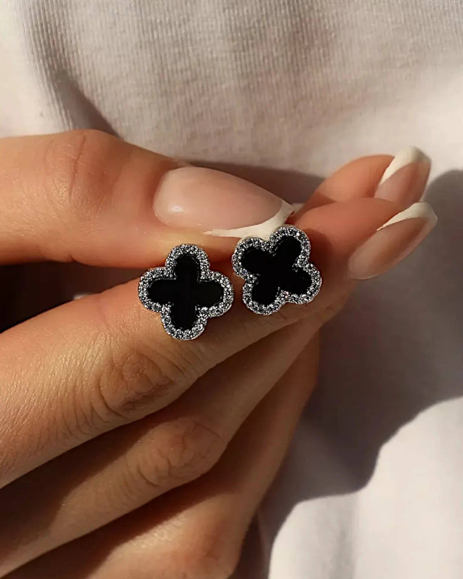Schmuck Ohrringe "Clover" aus 925er in silber-schwarz Farbe - TOLLzWOOD