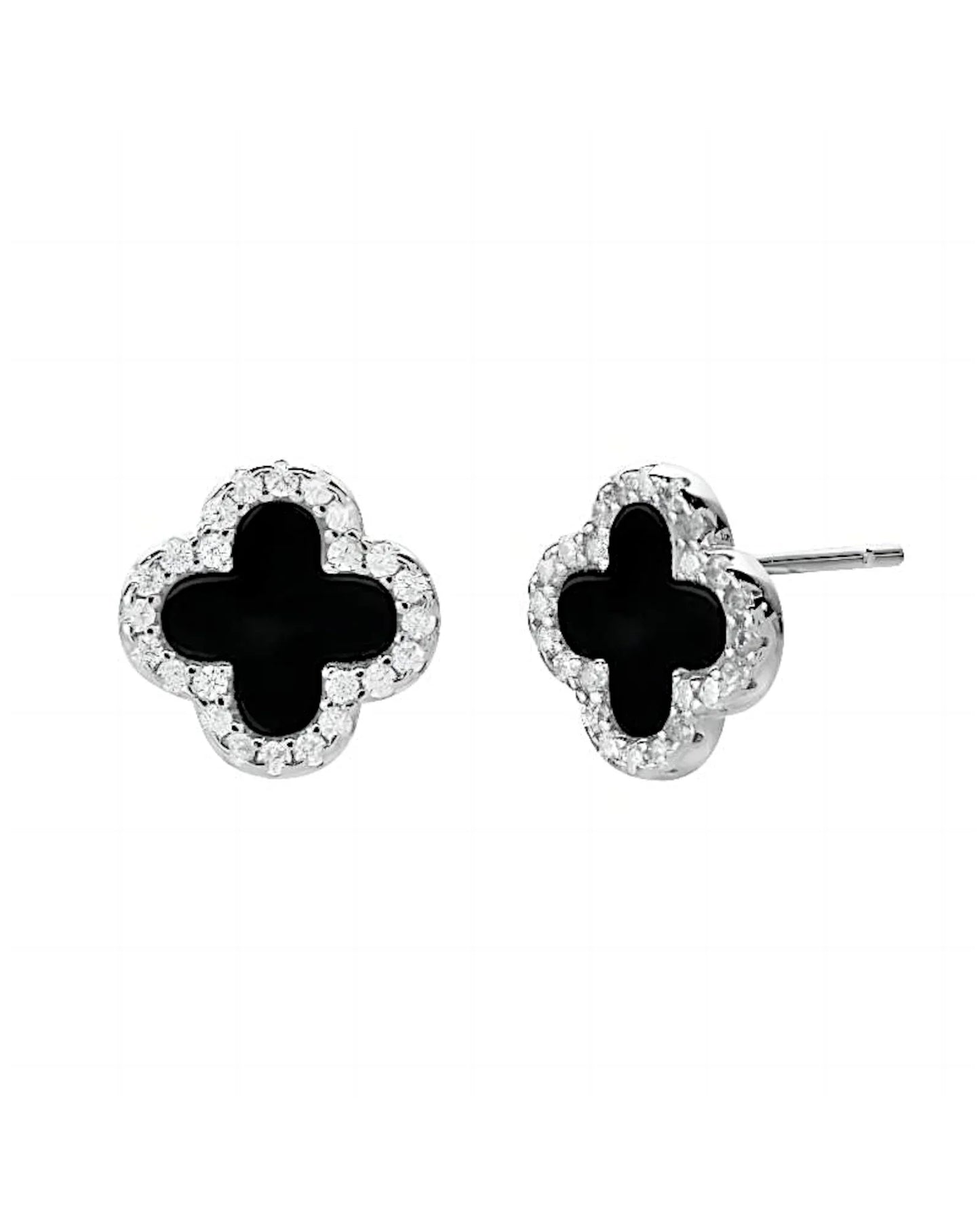 Schmuck Ohrringe "Clover" aus 925er in silber-schwarz Farbe - TOLLzWOOD