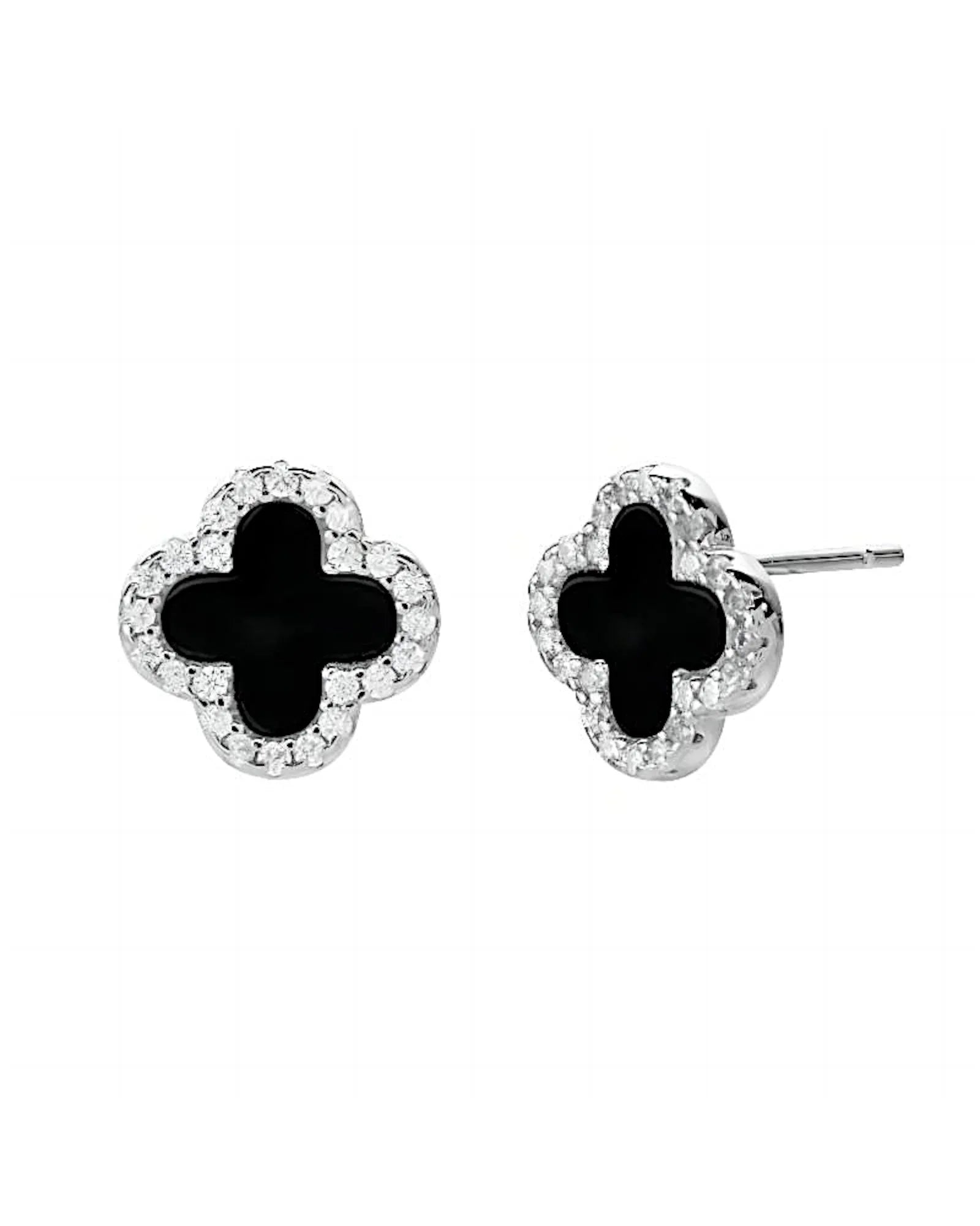 Schmuck Ohrringe "Clover" aus 925er in silber-schwarz Farbe - TOLLzWOOD