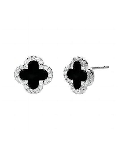 Schmuck Ohrringe "Clover" aus 925er in silber-schwarz Farbe - TOLLzWOOD