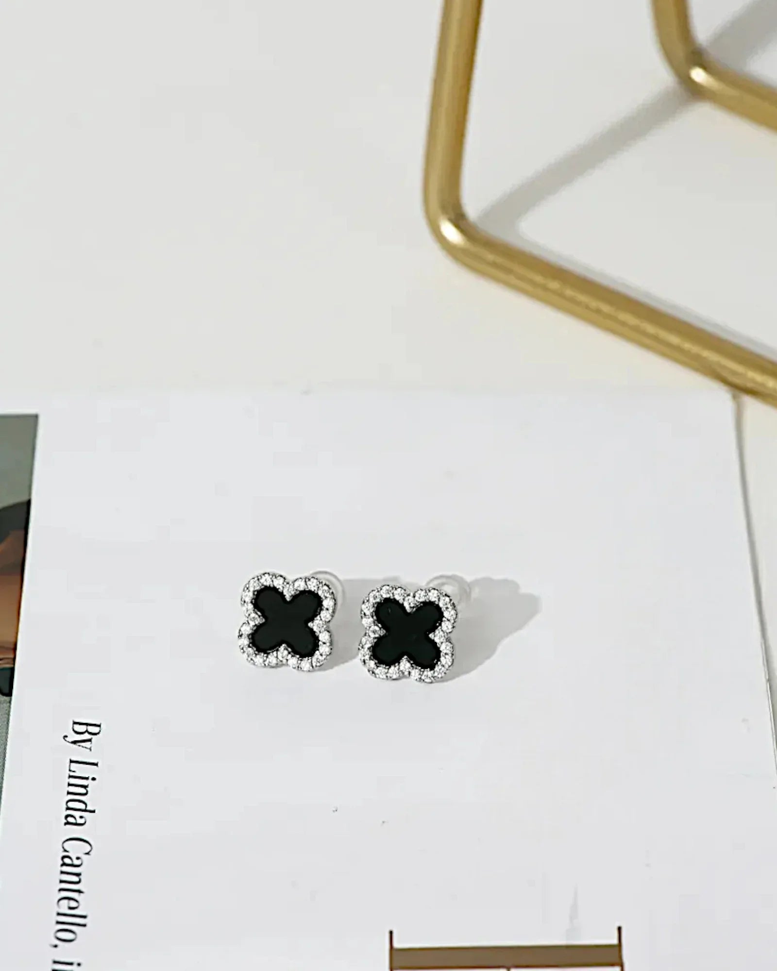 Schmuck Ohrringe "Clover" aus 925er in silber-schwarz Farbe - TOLLzWOOD