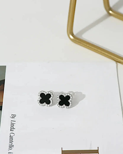 Schmuck Ohrringe "Clover" aus 925er in silber-schwarz Farbe - TOLLzWOOD