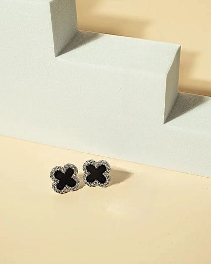 Schmuck Ohrringe "Clover" aus 925er in silber-schwarz Farbe - TOLLzWOOD