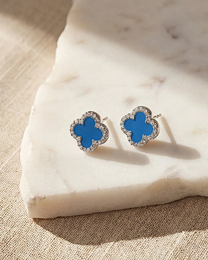 Schmuck Ohrringe "Clover" aus 925er in silbrigblau Farbe - TOLLzWOOD