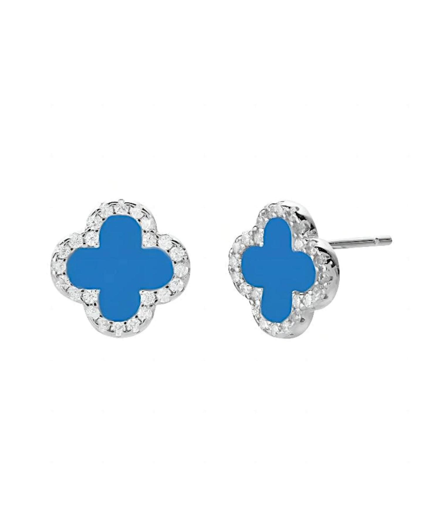 Schmuck Ohrringe "Clover" aus 925er in silbrigblau Farbe - TOLLzWOOD