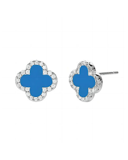 Schmuck Ohrringe "Clover" aus 925er in silbrigblau Farbe - TOLLzWOOD