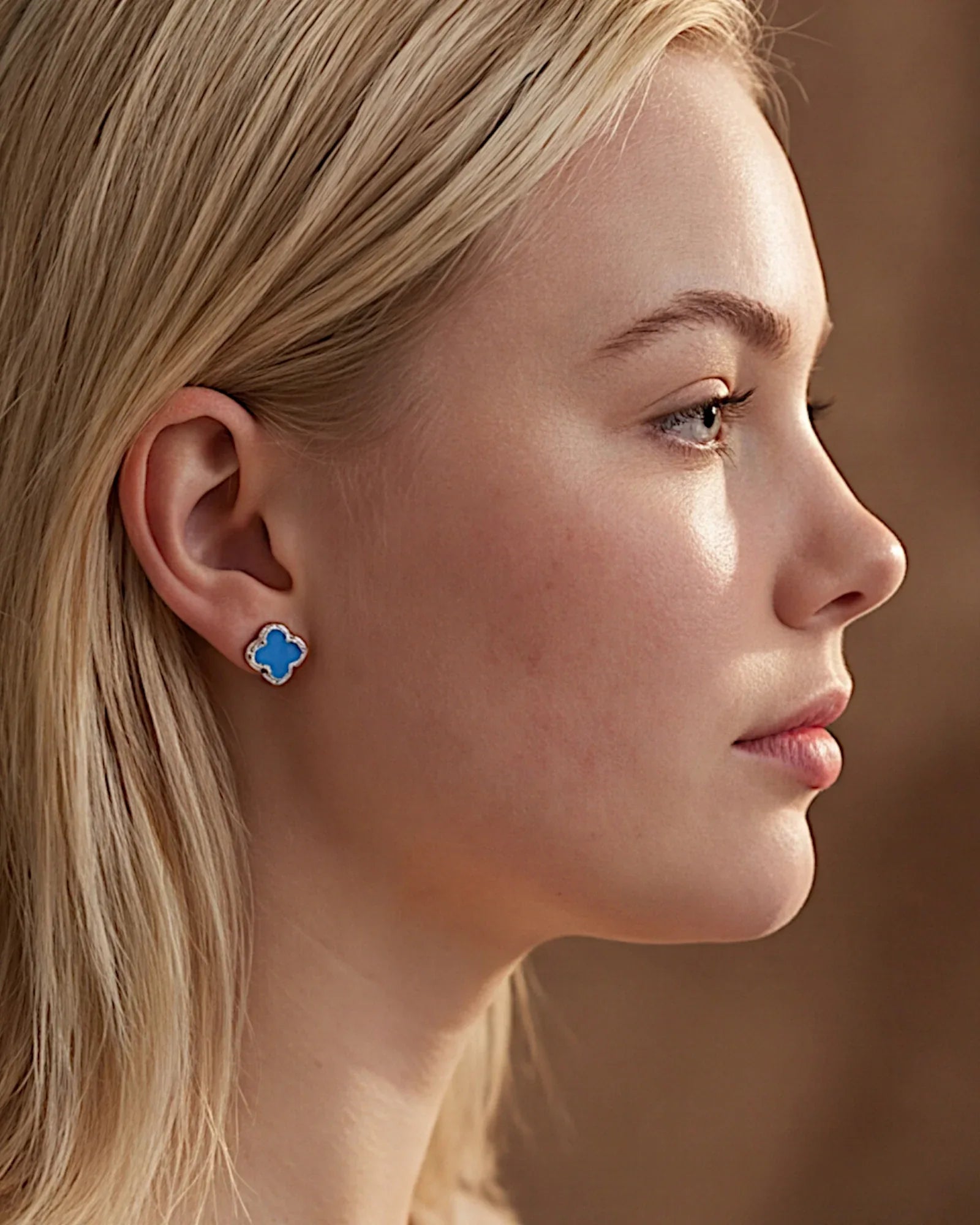 Schmuck Ohrringe "Clover" aus 925er in silbrigblau Farbe - TOLLzWOOD