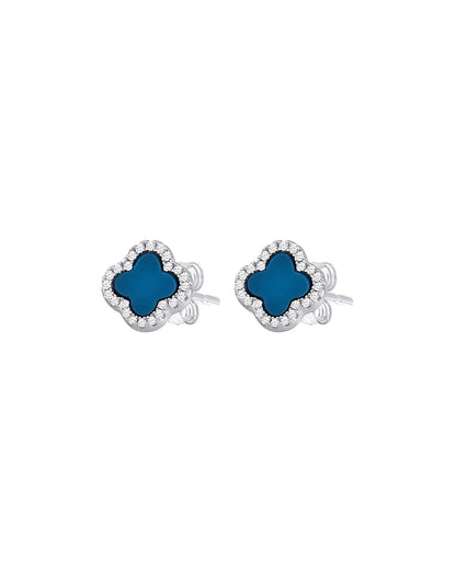 Schmuck Ohrringe "Clover" aus 925er in silbrigblau Farbe - TOLLzWOOD