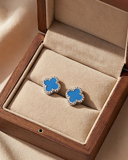 Schmuck Ohrringe "Clover" aus 925er in silbrigblau Farbe - TOLLzWOOD