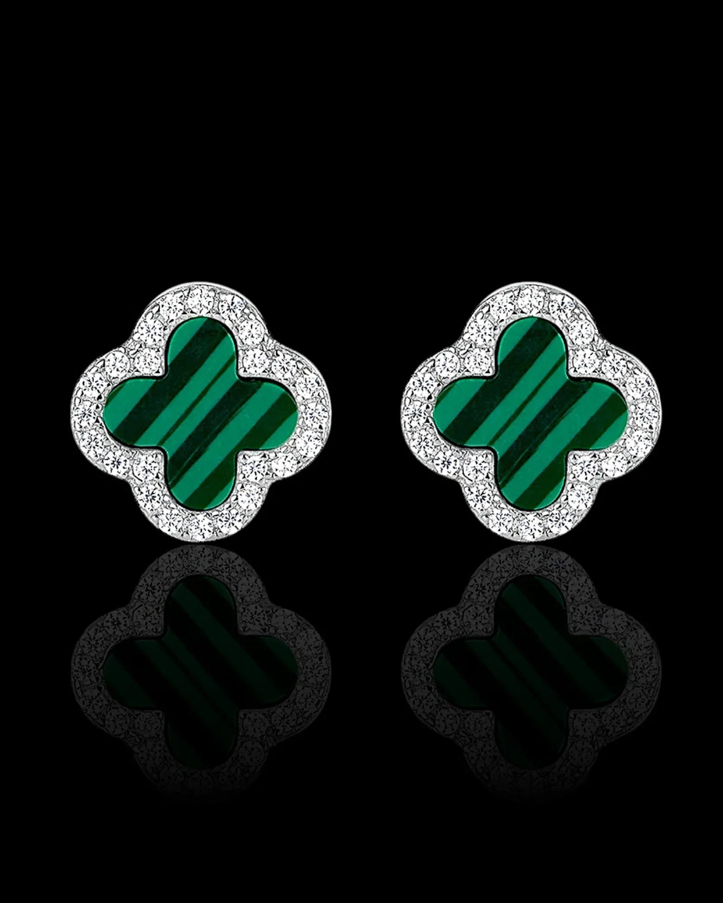 Schmuck Ohrringe "Clover" aus 925er in silbrig-grüne Farbe - TOLLzWOOD