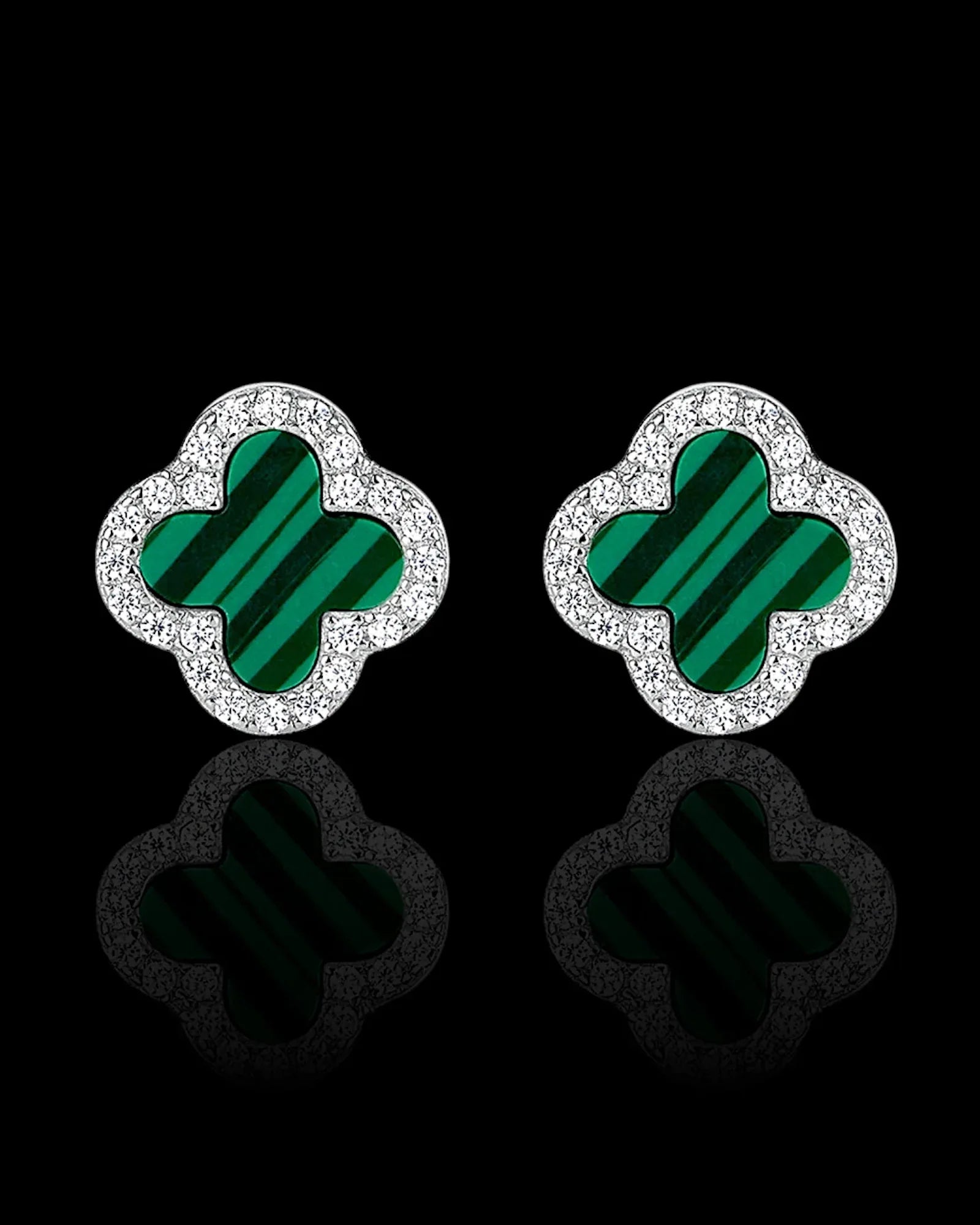 Schmuck Ohrringe "Clover" aus 925er in silbrig-grüne Farbe - TOLLzWOOD