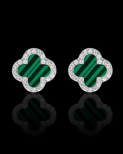 Schmuck Ohrringe "Clover" aus 925er in silbrig-grüne Farbe - TOLLzWOOD