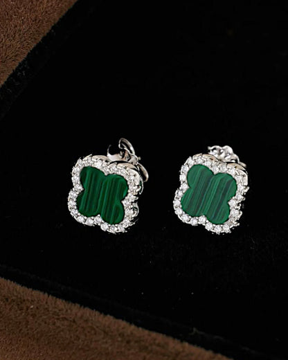 Schmuck Ohrringe "Clover" aus 925er in silbrig-grüne Farbe - TOLLzWOOD