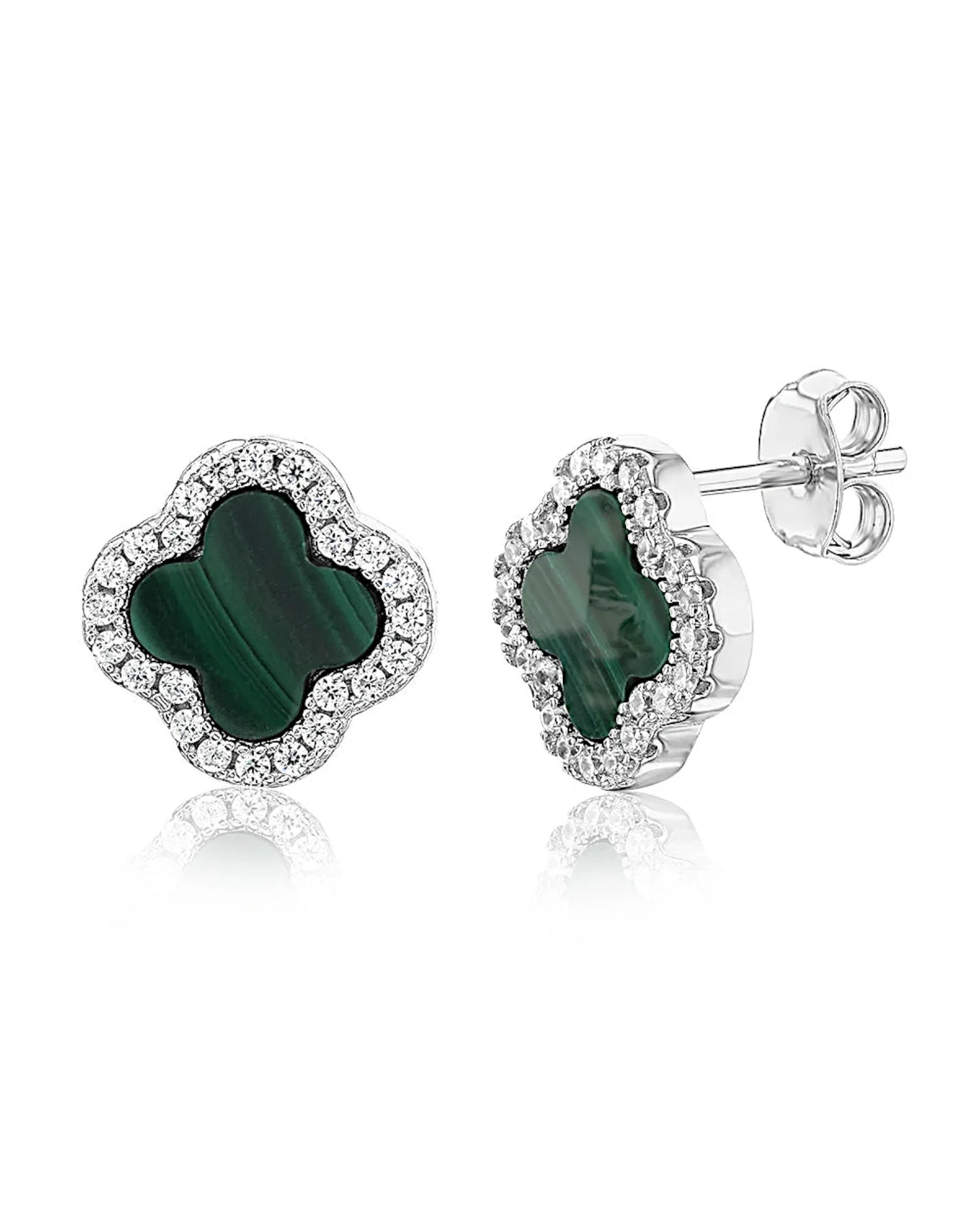 Schmuck Ohrringe "Clover" aus 925er in silbrig-grüne Farbe - TOLLzWOOD