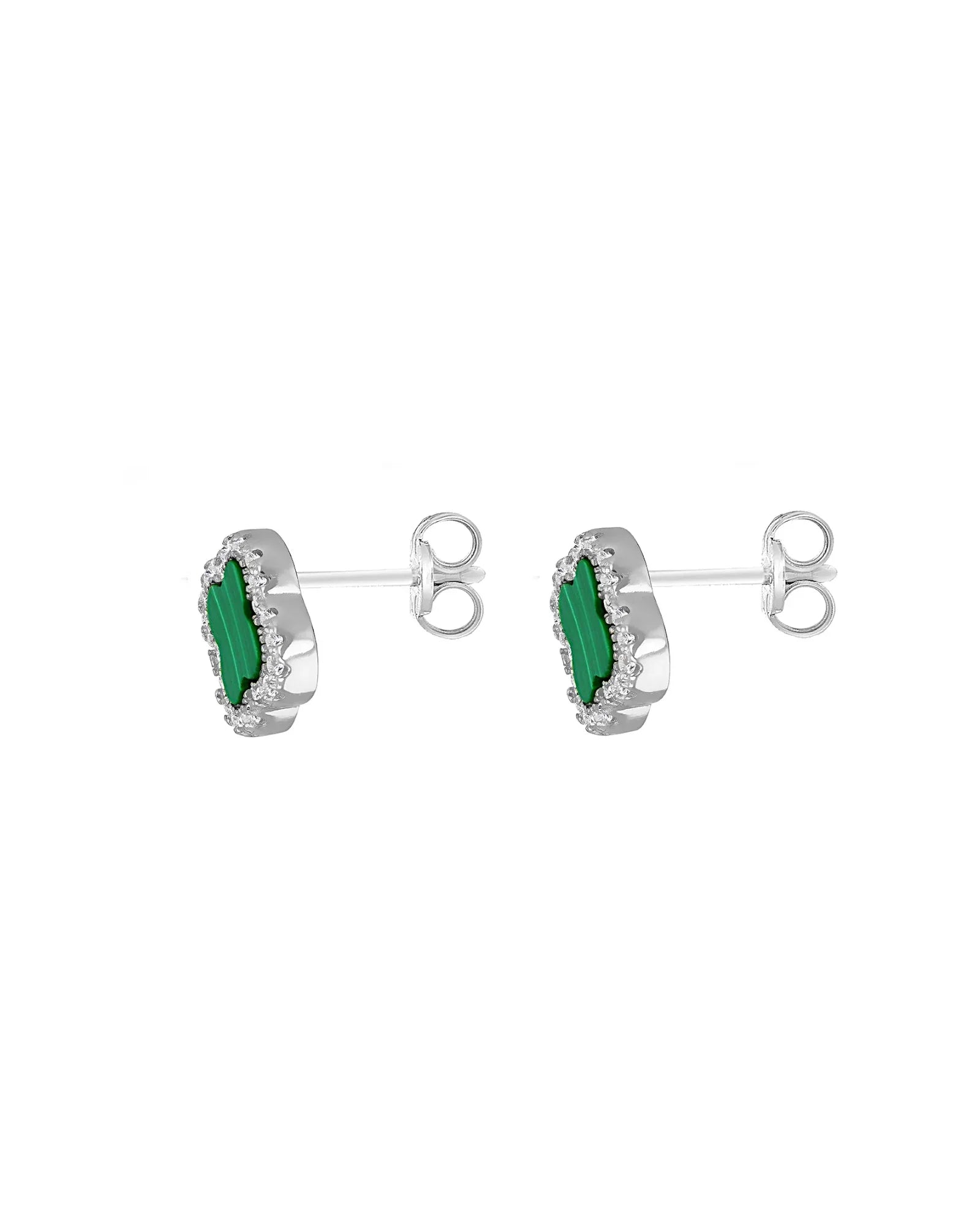 Schmuck Ohrringe "Clover" aus 925er in silbrig-grüne Farbe - TOLLzWOOD