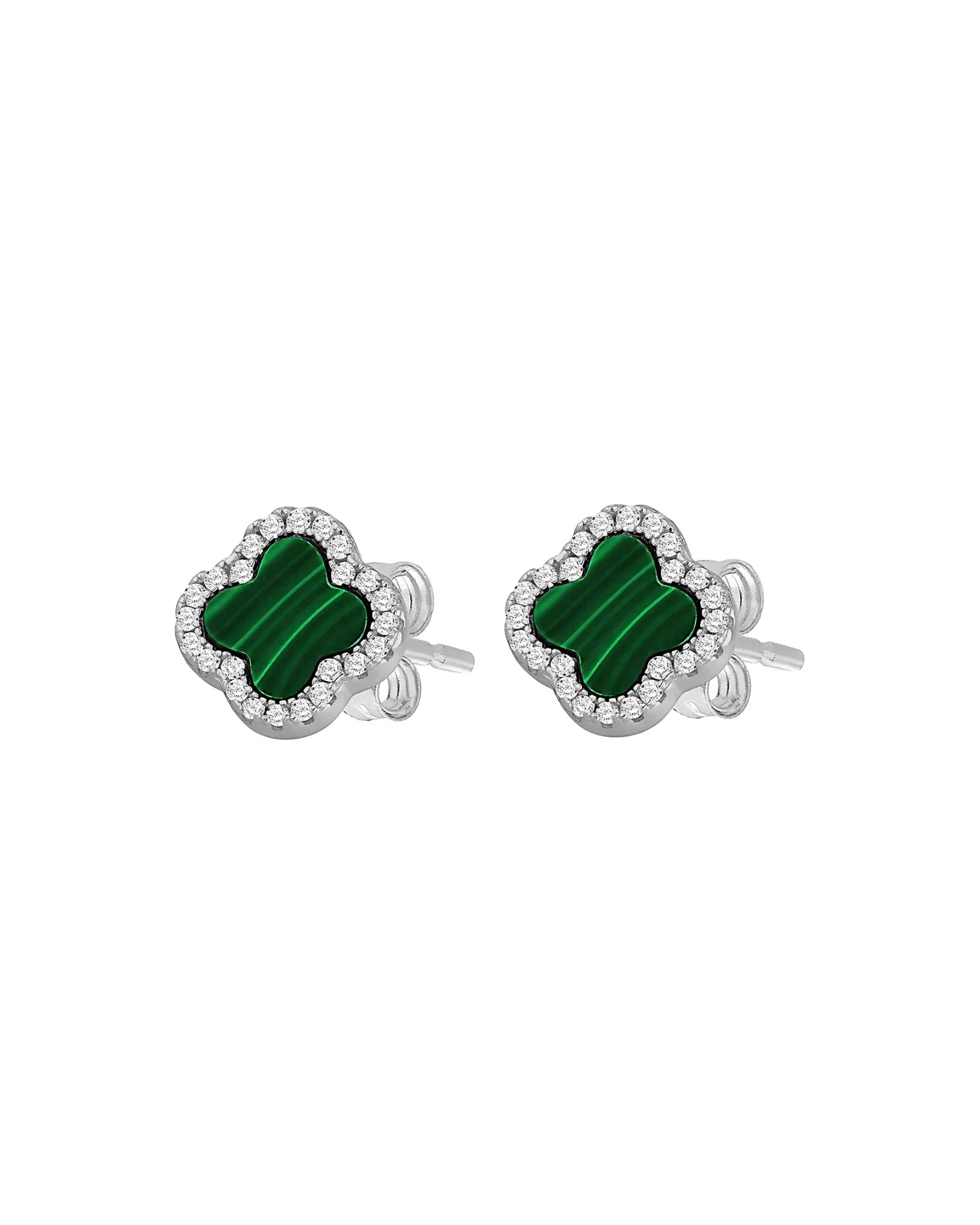 Schmuck Ohrringe "Clover" aus 925er in silbrig-grüne Farbe - TOLLzWOOD