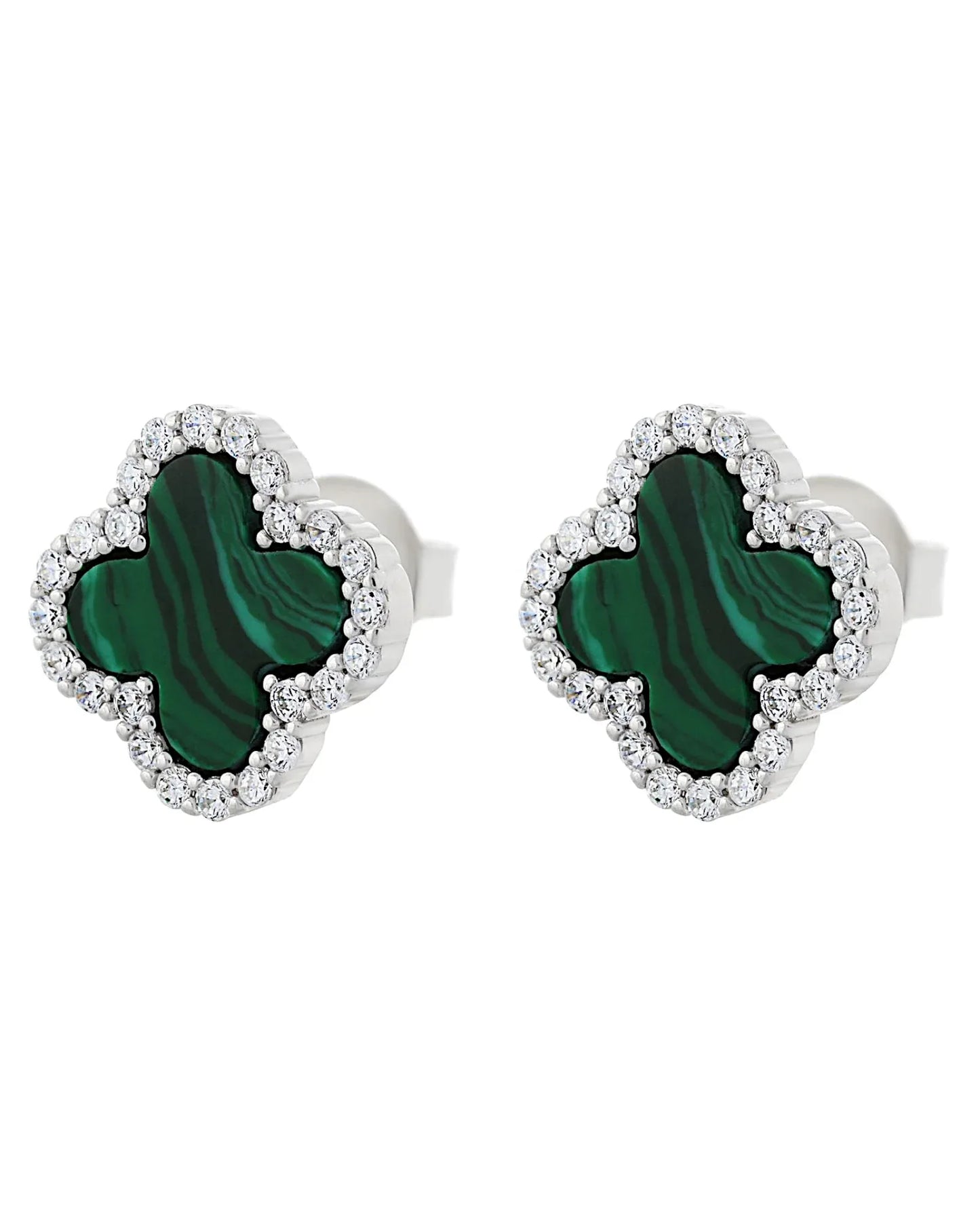Schmuck Ohrringe "Clover" aus 925er in silbrig-grüne Farbe - TOLLzWOOD