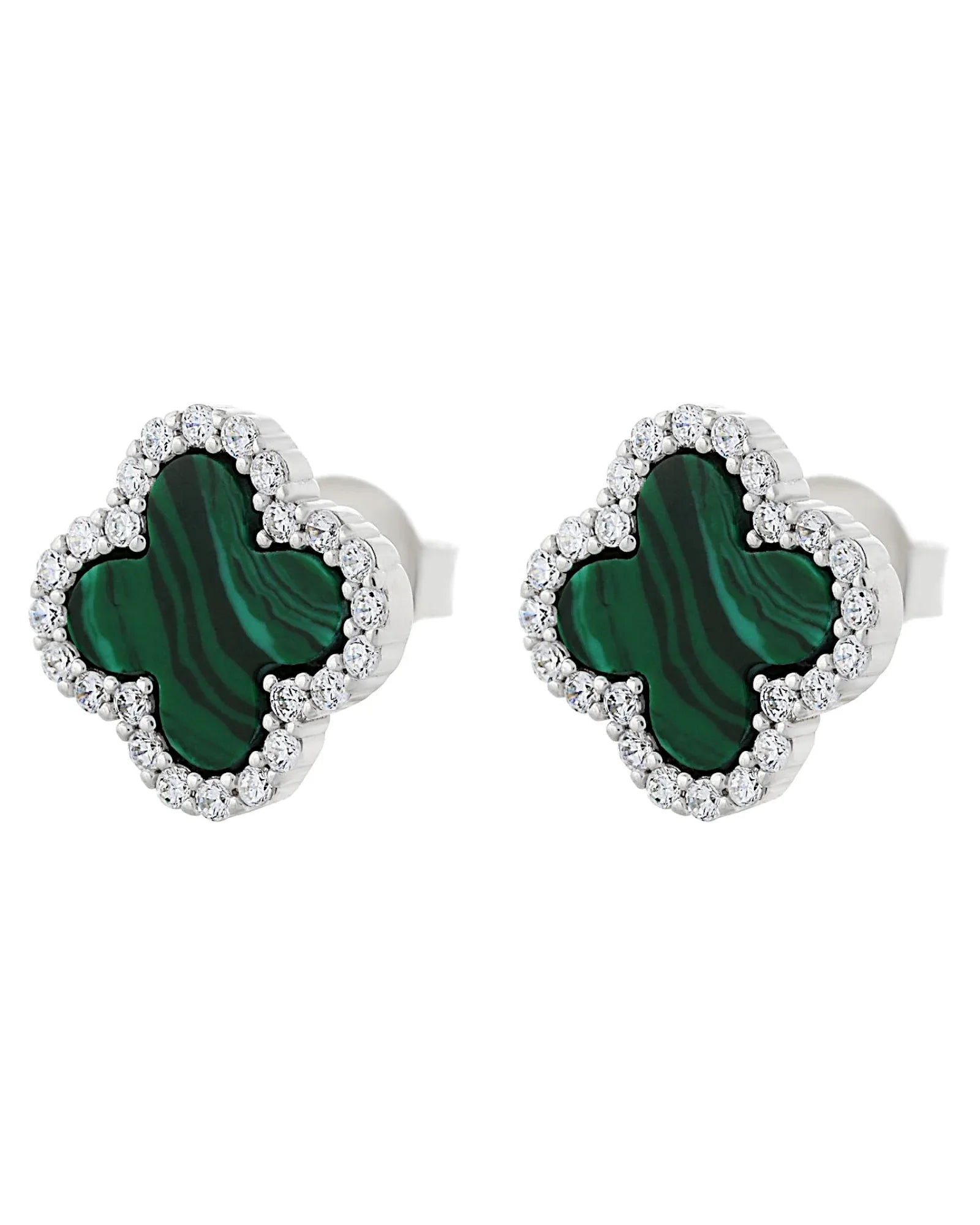 Schmuck Ohrringe "Clover" aus 925er in silbrig-grüne Farbe - TOLLzWOOD