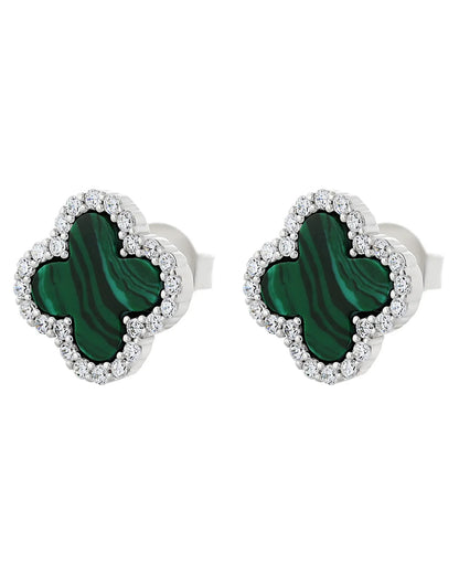 Schmuck Ohrringe "Clover" aus 925er in silbrig-grüne Farbe - TOLLzWOOD