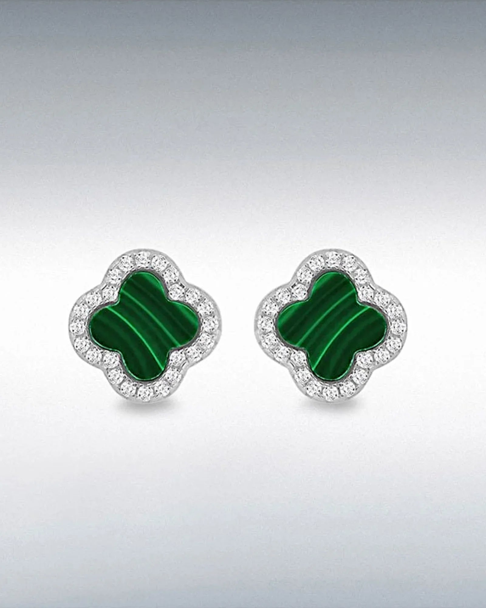 Schmuck Ohrringe "Clover" aus 925er in silbrig-grüne Farbe - TOLLzWOOD