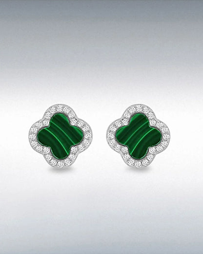 Schmuck Ohrringe "Clover" aus 925er in silbrig-grüne Farbe - TOLLzWOOD