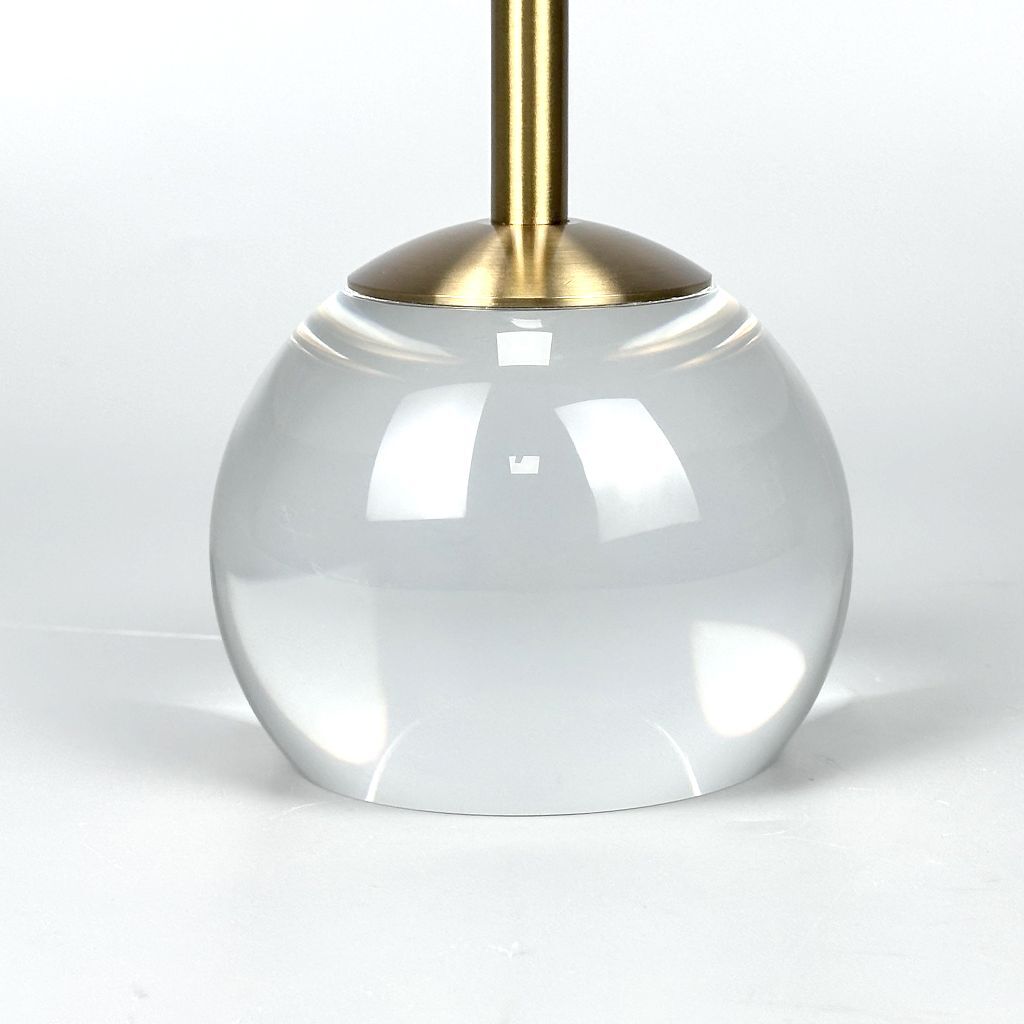 Table lamp with crystal base and fabric shade, gold-colored