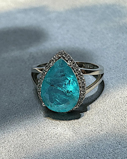 Ring aus 925er Silber mit blauem Zirkonia, Tropfenform - TOLLzWOOD