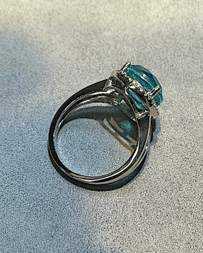 Ring aus 925er Silber mit blauem Zirkonia, Tropfenform - TOLLzWOOD