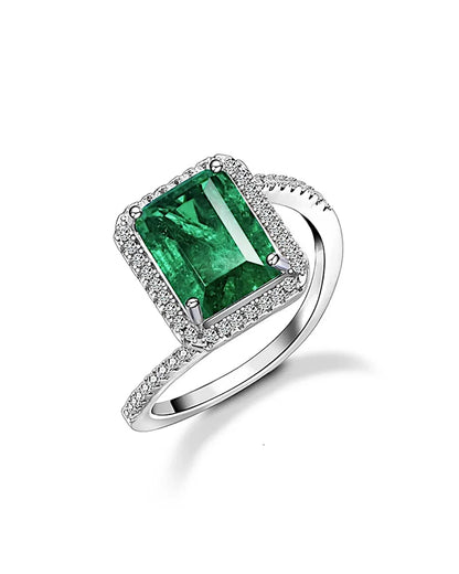 Ring aus 925er Silber mit grünem Zirkonia - TOLLzWOOD