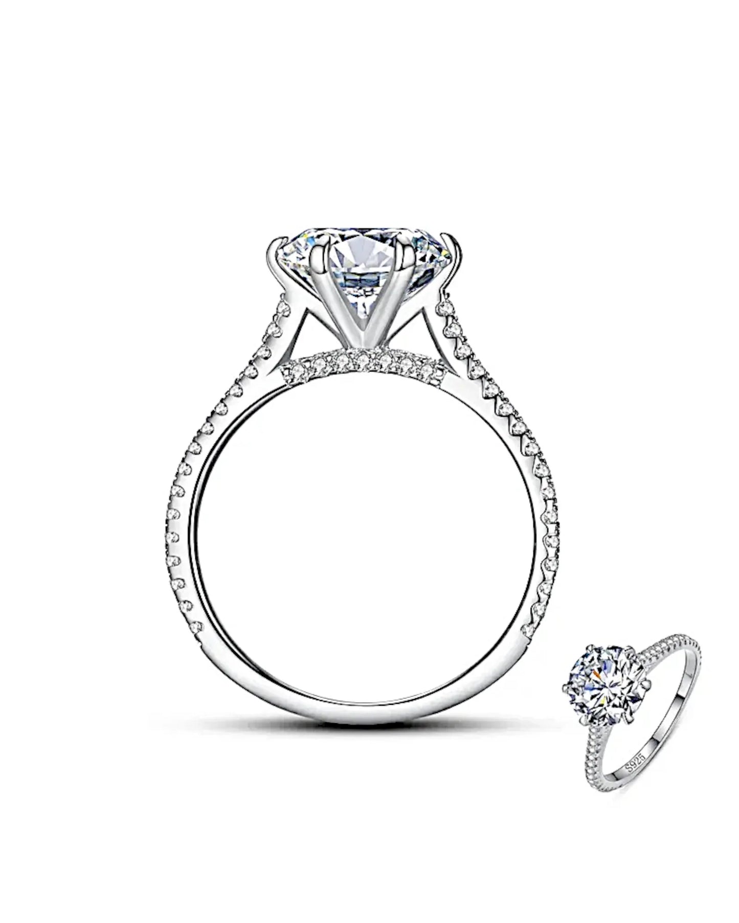 Ring aus 925er Sterlingsilber mit einem großen Zirkonia - TOLLzWOOD