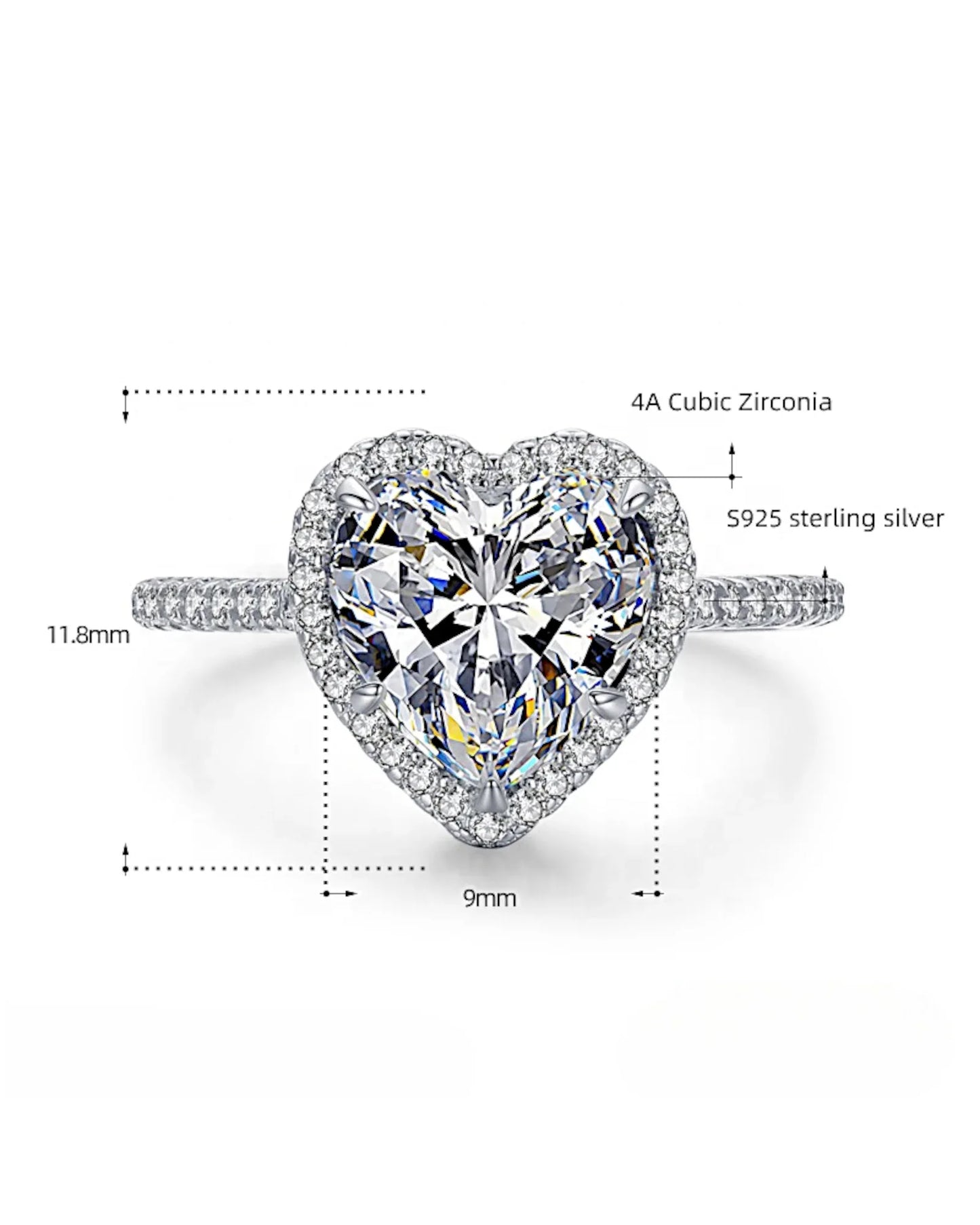 Ring aus 925er Sterlingsilber mit einem großen herzförmigen Zirkonia - TOLLzWOOD