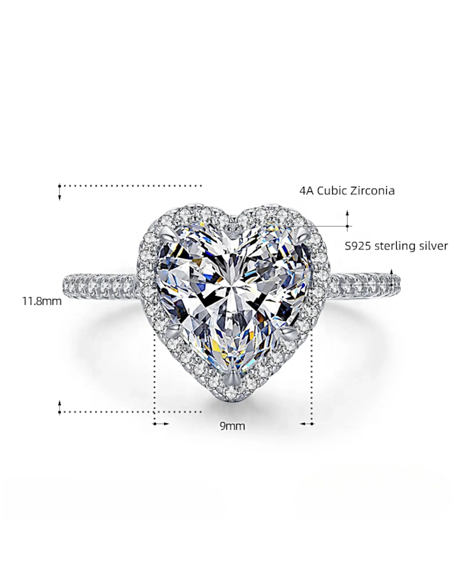 Ring aus 925er Sterlingsilber mit einem großen herzförmigen Zirkonia - TOLLzWOOD