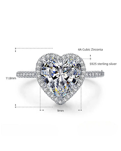 Ring aus 925er Sterlingsilber mit einem großen herzförmigen Zirkonia - TOLLzWOOD