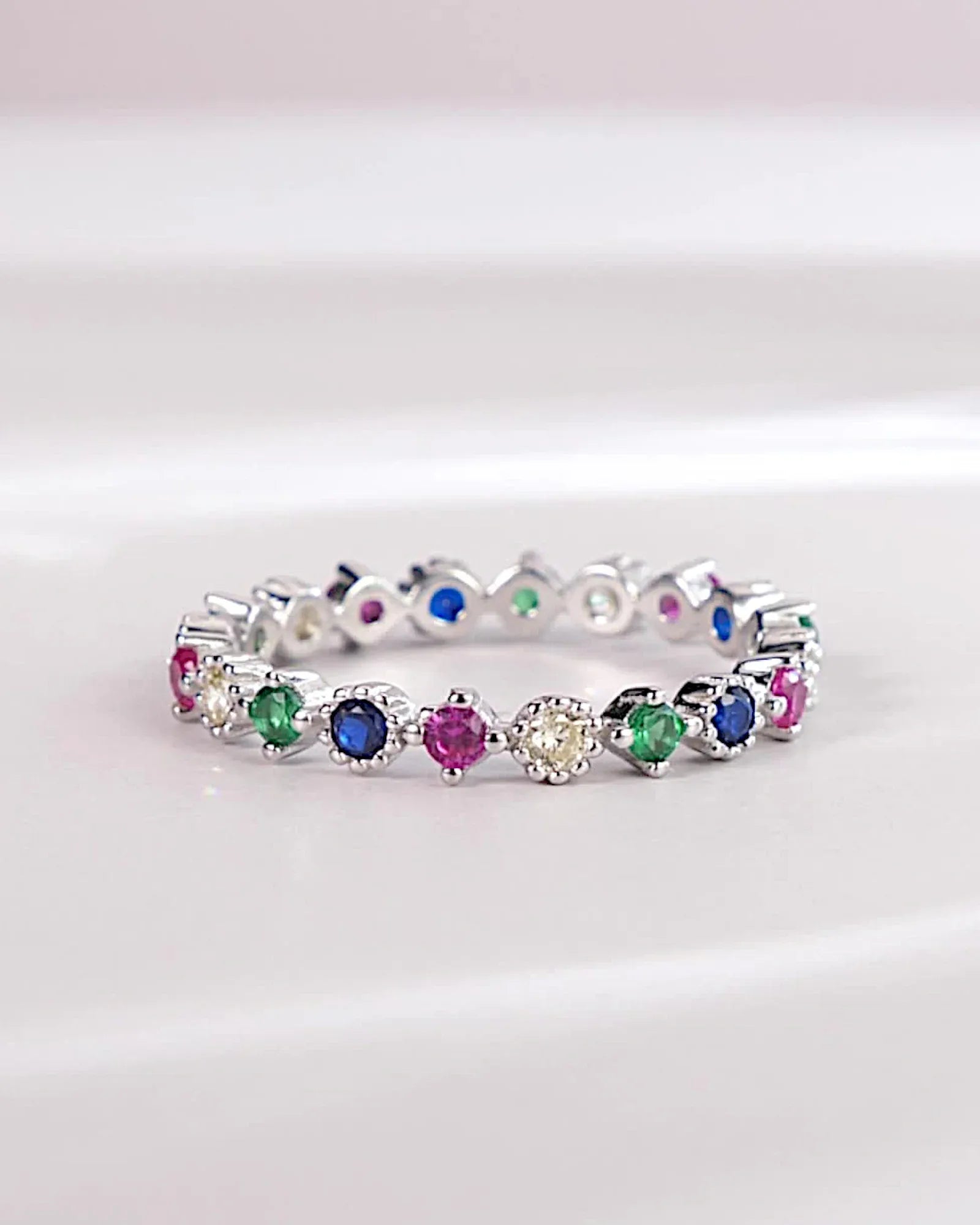 Ring aus 925er Sterlingsilber mit mehrfarbigen Zirkonen - TOLLzWOOD